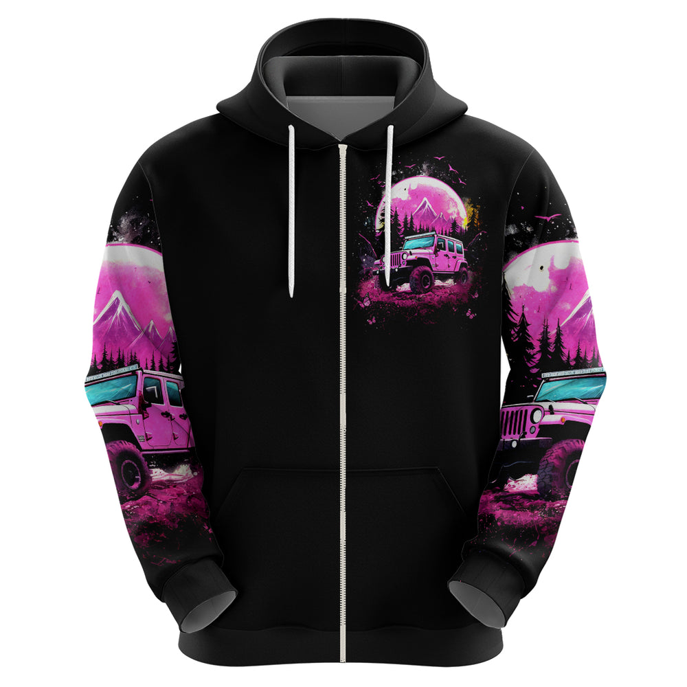 Pink Jeep Hoodie Not All Who Wander Are Lost DT01 Pink Jeep Hoodie Not All Who Wander Are Lost DT01