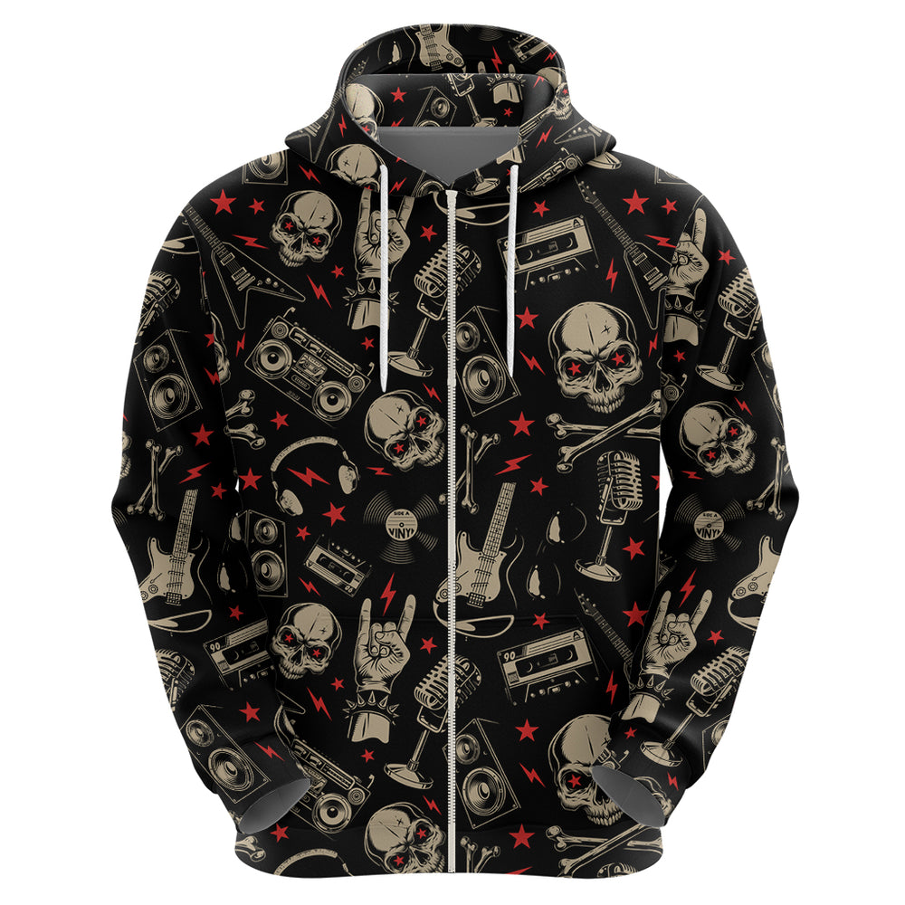 Rock And Roll Skull Pattern Design Hoodie DT02 Rock And Roll Skull Pattern Design Hoodie DT02