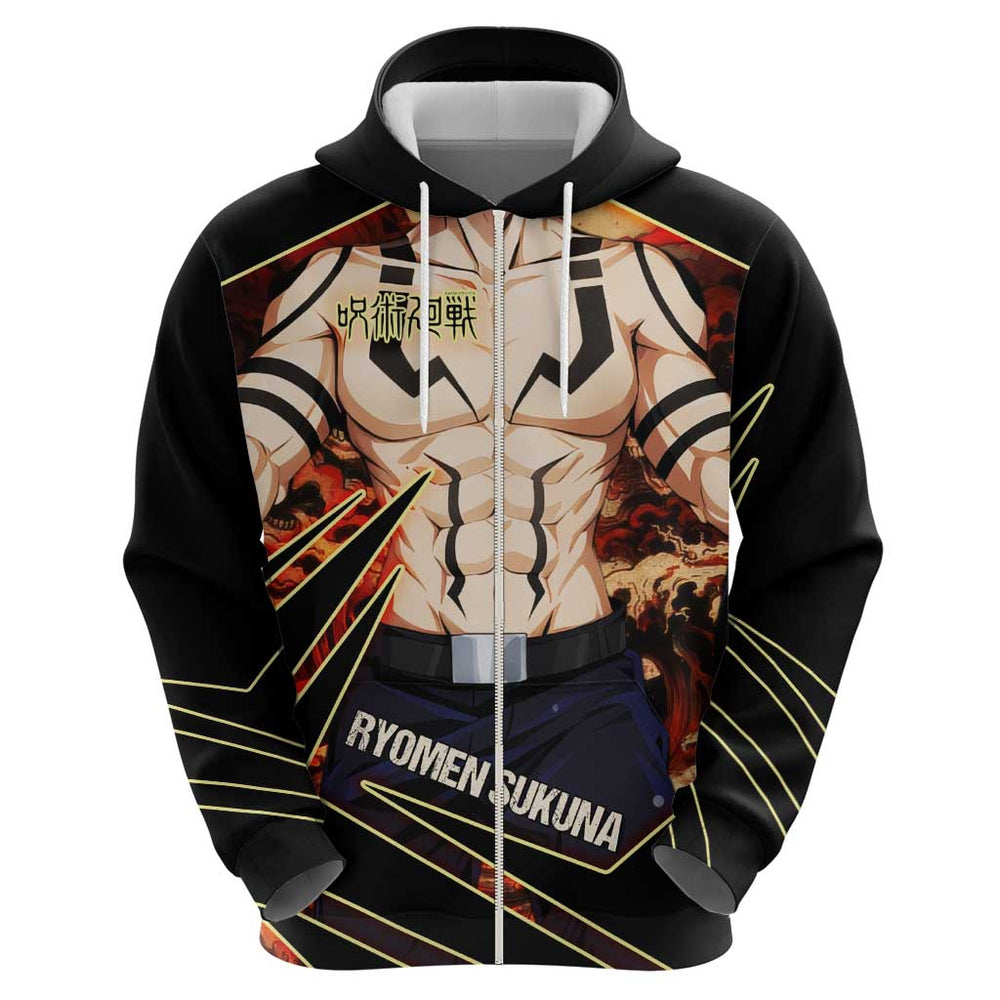Ryomen Sukuna Malevolent Shrine Hoodie Infernal Cursed Domain Art Style Ryomen Sukuna Malevolent Shrine Hoodie Infernal Cursed Domain Art Style