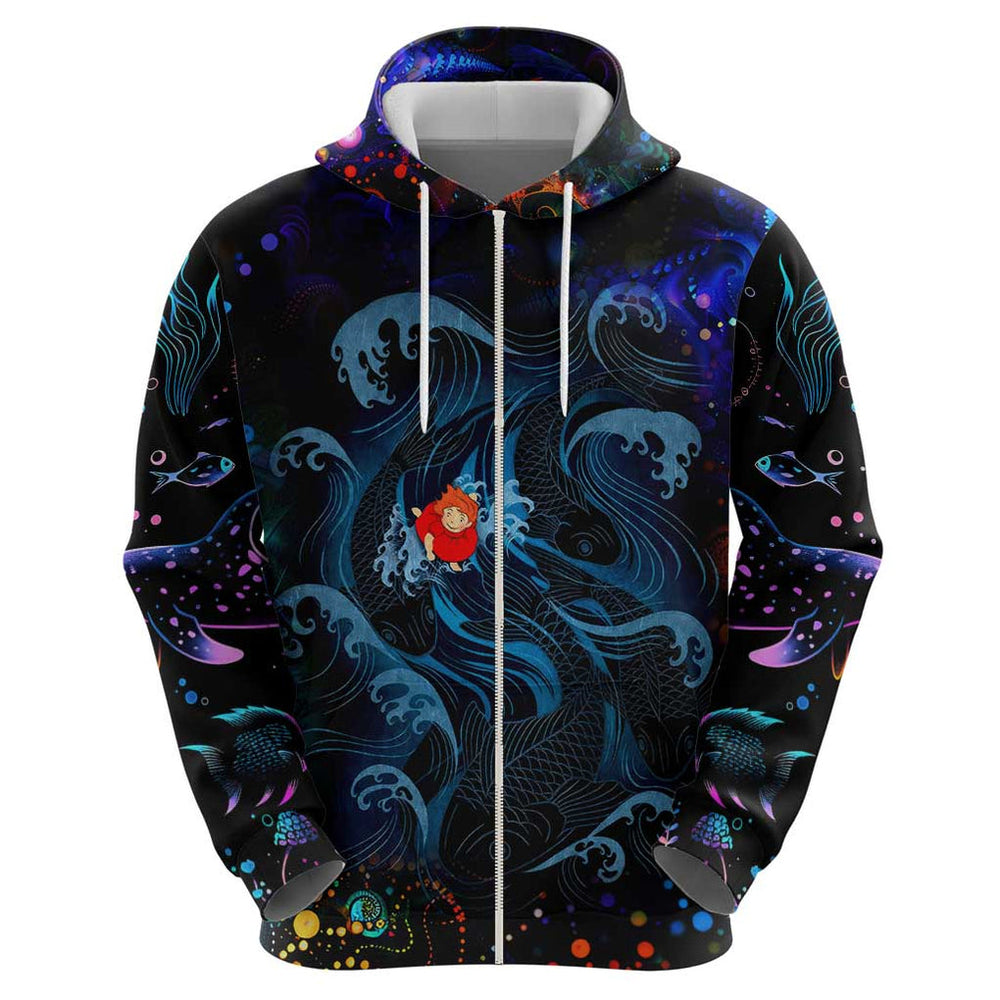 Sea Creatures Ponyo Studio Ghibli Hoodie Trippy Style Sea Creatures Ponyo Studio Ghibli Hoodie Trippy Style
