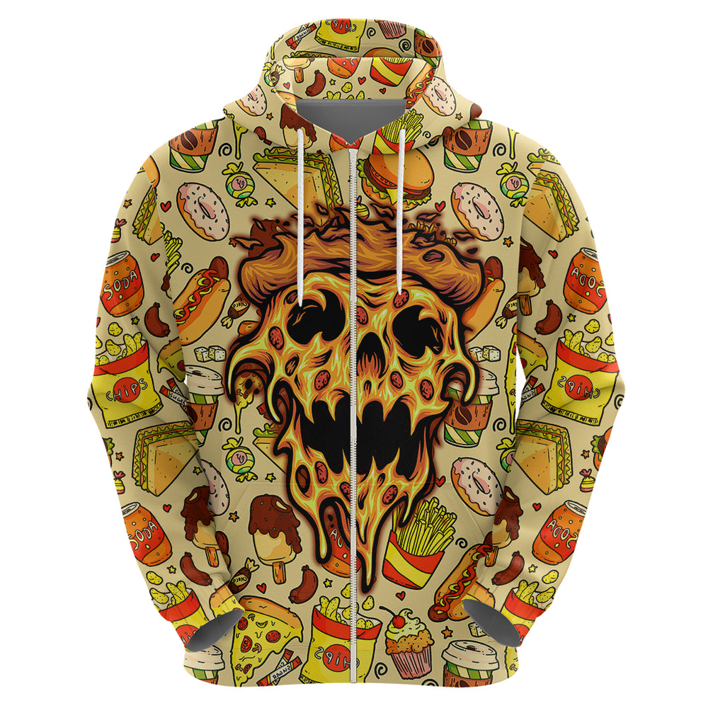Skull Pizza Pattern Hoodie Rest in pizza Skull Pizza Pattern Hoodie Rest in pizza