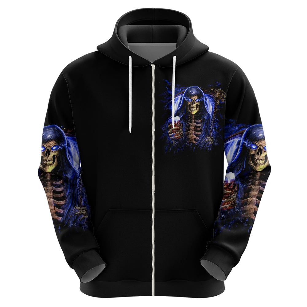 Skull Reaper Hoodie The Devil Whispered To Me I Whisper Back Bring Beer DT01 Skull Reaper Hoodie The Devil Whispered To Me I Whisper Back Bring Beer DT01