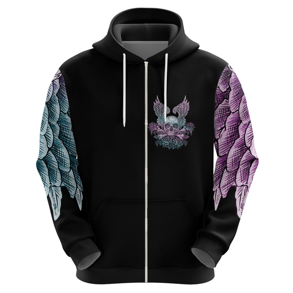 Skull Wings Roses - Zero Fuck Given Hoodie Skull Wings Roses - Zero Fuck Given Hoodie