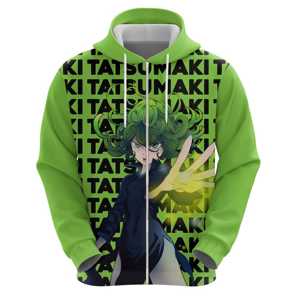 Tatsumaki - One Punch Man Hoodie Anime Text Pattern Style Tatsumaki - One Punch Man Hoodie Anime Text Pattern Style