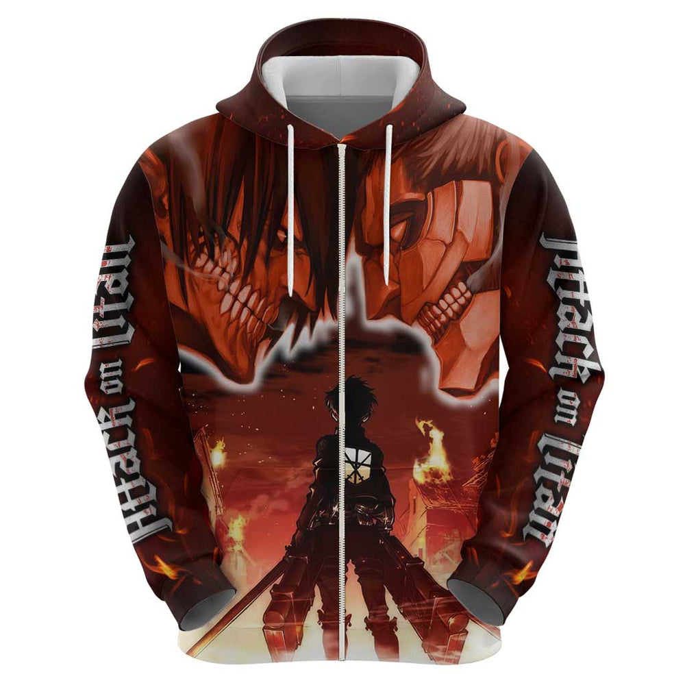 Burning Attack on Titan Hoodie Anime Mix Trippy Style Burning Attack on Titan Hoodie Anime Mix Trippy Style