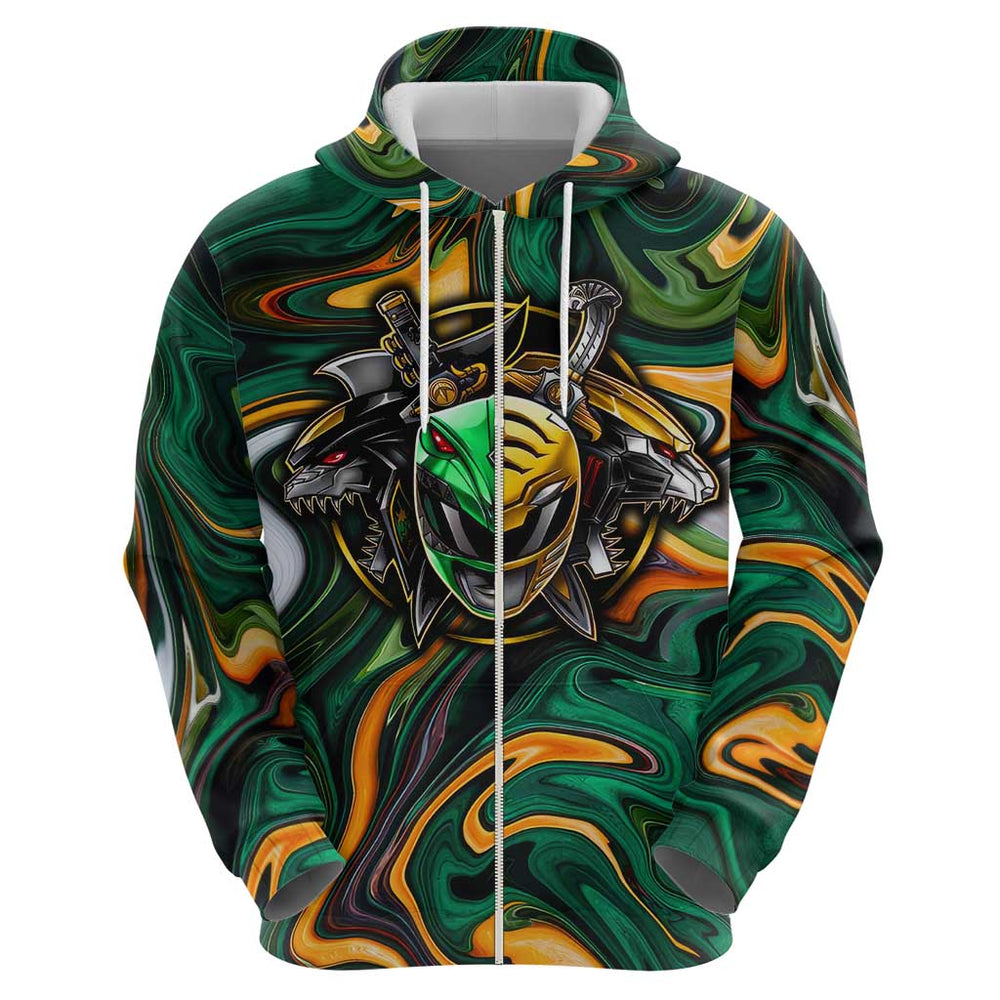 Trippy Green White Power Rangers Hoodie Anime Style Trippy Green White Power Rangers Hoodie Anime Style