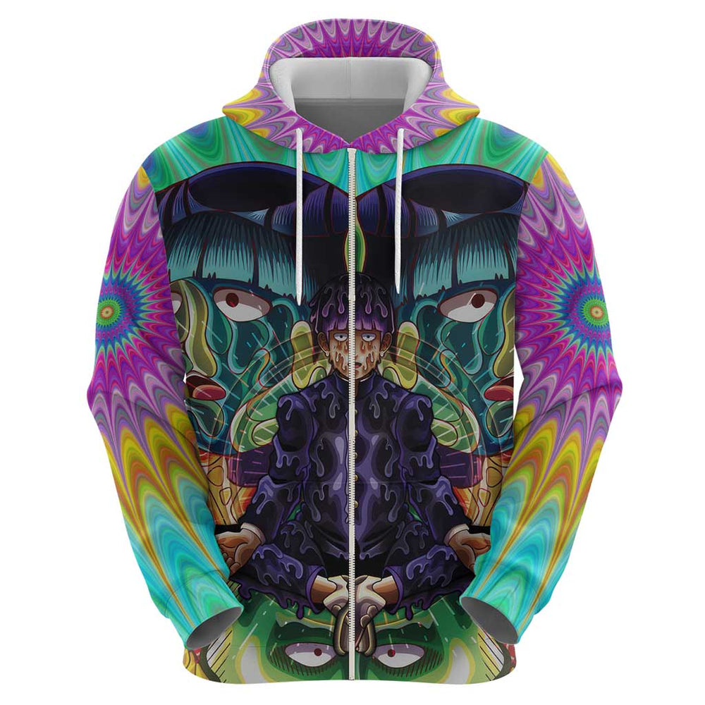 Trippy Meditating Shigeo Kageyama Mob Psycho 100 Hoodie Trippy Mix Anime Style Trippy Meditating Shigeo Kageyama Mob Psycho 100 Hoodie Trippy Mix Anime Style