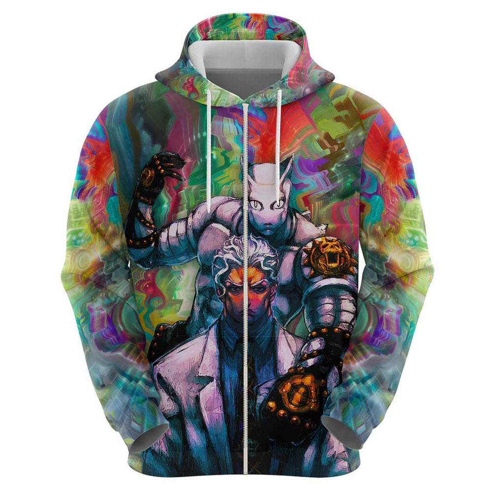 Trippy Yoshikage Kira Deadly Queen Jojos Bizarre Adventure Hoodie Trippy Style Trippy Yoshikage Kira Deadly Queen Jojos Bizarre Adventure Hoodie Trippy Style