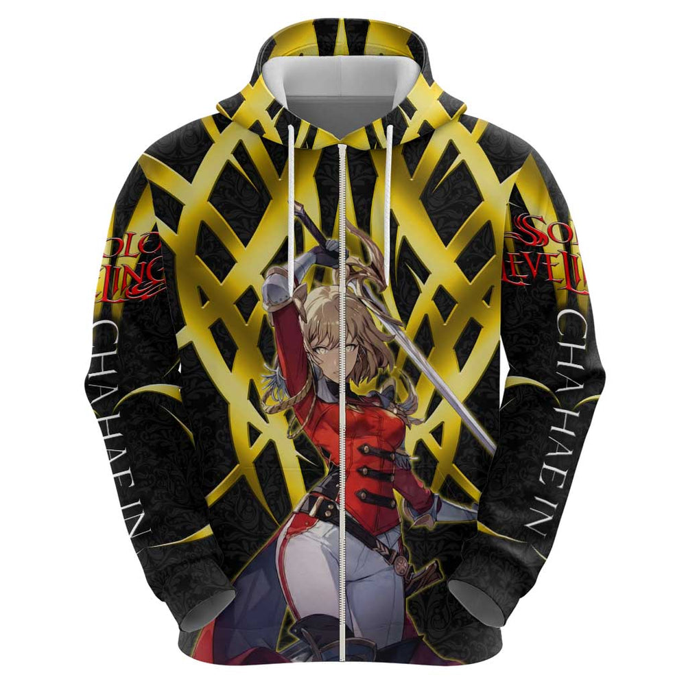 Cha Hae In Solo Leveling Hoodie Golden Bladecore Anime Style Cha Hae In Solo Leveling Hoodie Golden Bladecore Anime Style