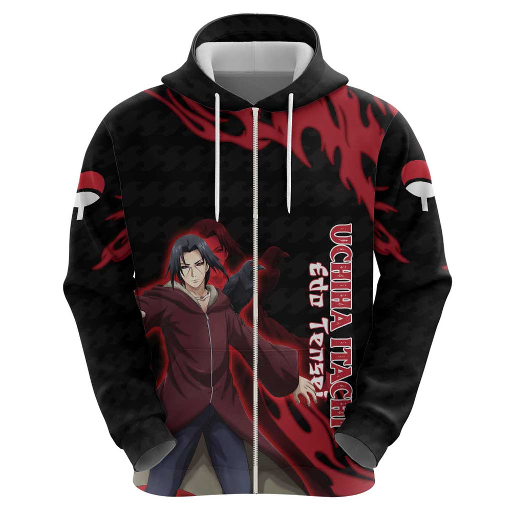 Uchiha Itachi Edo Tensei Naruto Hoodie Crimson Flame Anime Resurrection Style Uchiha Itachi Edo Tensei Naruto Hoodie Crimson Flame Anime Resurrection Style
