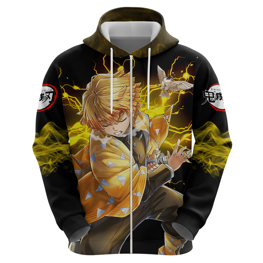 Zenitsu Agatsuma Demon Slayer Hoodie Anime Mix Manga Style Zenitsu Agatsuma Demon Slayer Hoodie Anime Mix Manga Style