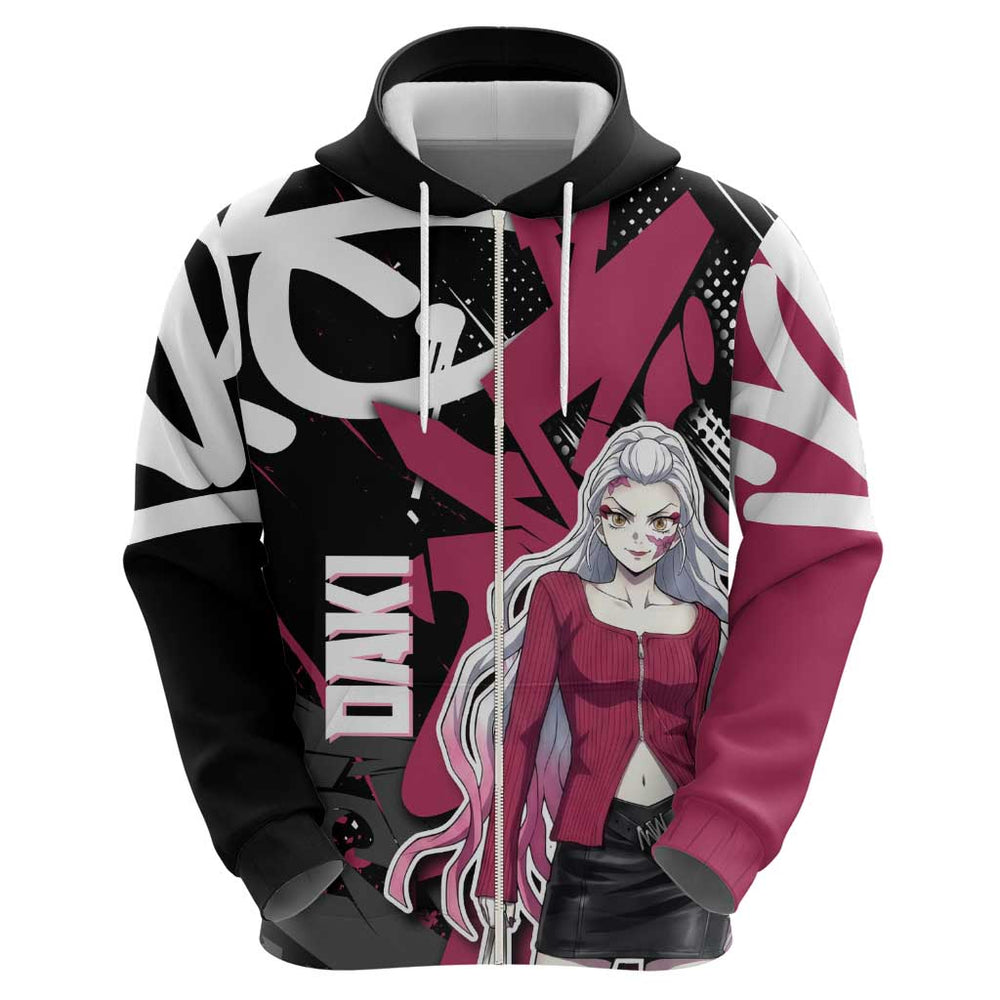 Daki Demon Slayer Hoodie Pink Graffiti Anime Aesthetic Daki Demon Slayer Hoodie Pink Graffiti Anime Aesthetic