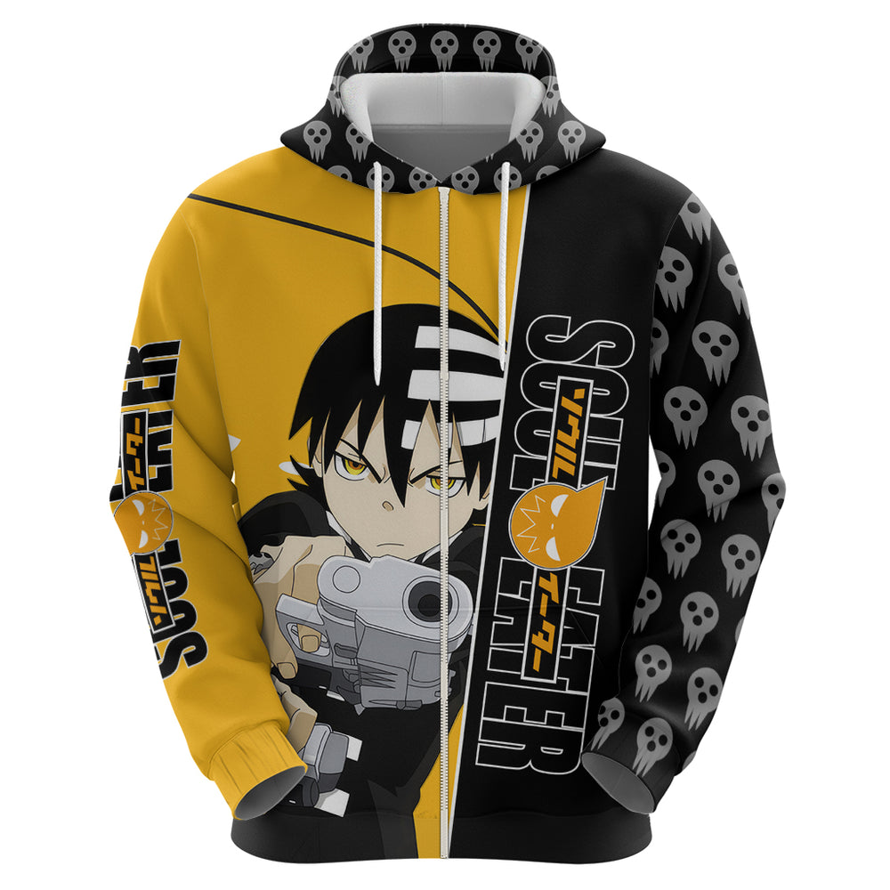 Death the Kid Soul Eater Hoodie Anime Art Mix With Skull Pattern Style Death the Kid Soul Eater Hoodie Anime Art Mix With Skull Pattern Style