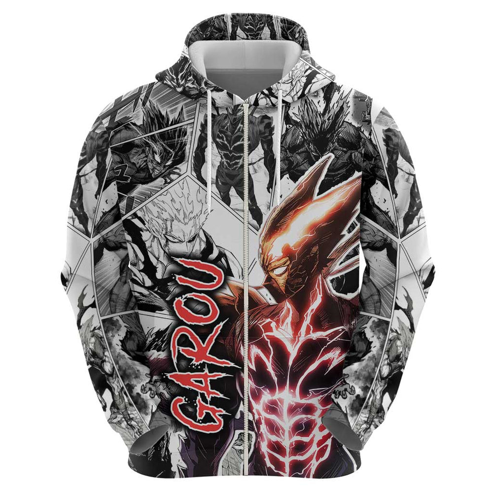 Garou - One Punch Man Hoodie Anime Mix Manga Style Garou - One Punch Man Hoodie Anime Mix Manga Style