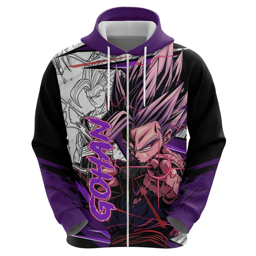Gohan SSJ2 - Dragon Ball Hoodie Anime Mix Manga Style Gohan SSJ2 - Dragon Ball Hoodie Anime Mix Manga Style