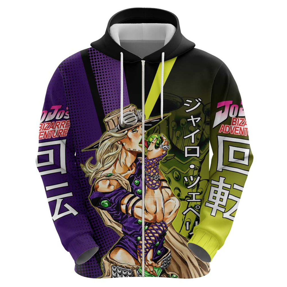Gyro Zeppeli JoJos Bizarre Adventure Hoodie with Spin Pose and Vibrant Gyro Zeppeli JoJos Bizarre Adventure Hoodie with Spin Pose and Vibrant
